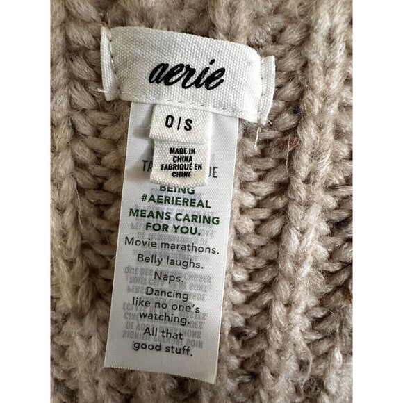 Aerie Cardigan Sweater Women Size OS Oatmeal Oversize - Picture 7 of 8